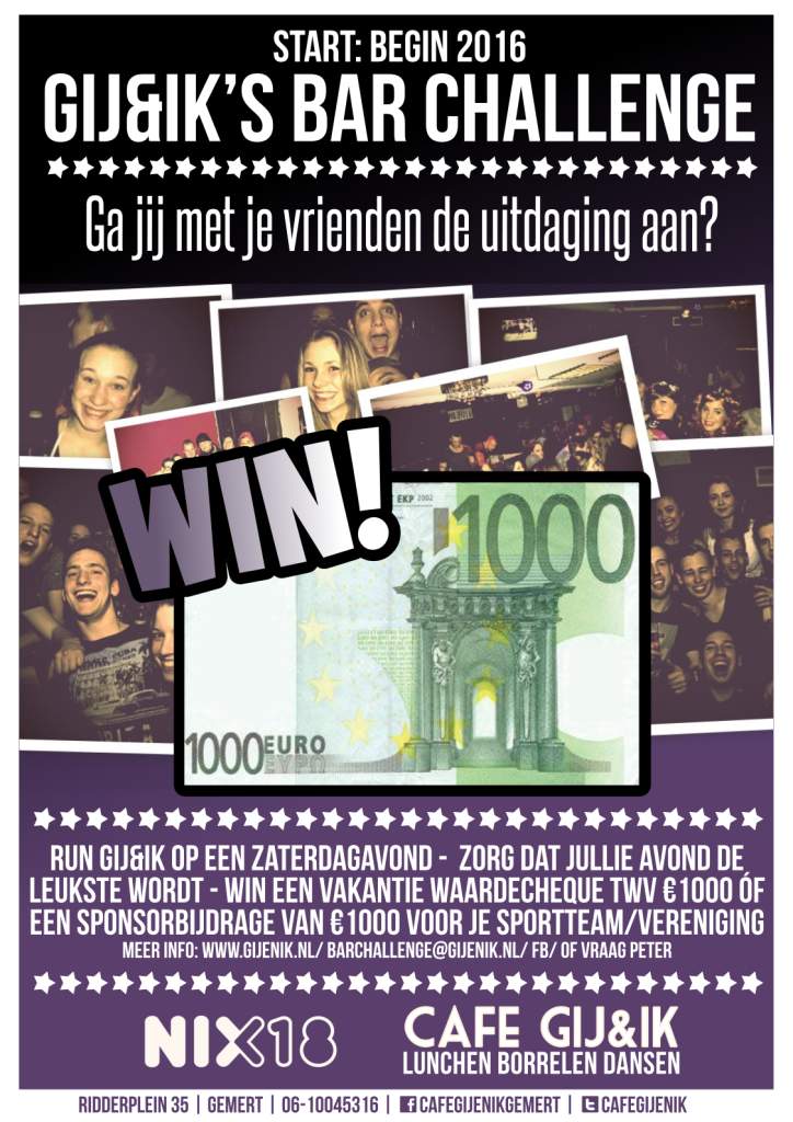 Bar Challenge 2016 - Win €1000,-